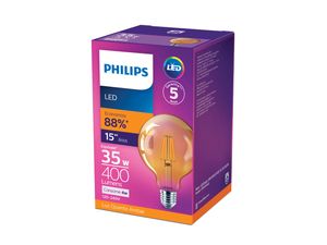 Lâmpada Led Philips Filamento luz amarela 2500K bivolt Amarela - Tipo Globe G93
