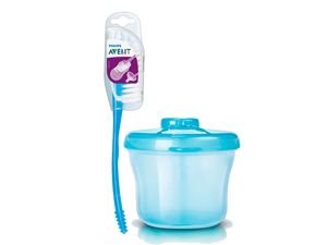 Kit Dosador de Leite em Pó e Escova para Mamadeiras Avent - Azul